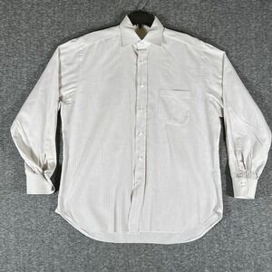 Ermenegildo Zegna Mens Comfort Fit Checkered Dress Shirt 42 16.5 White Blue Pink